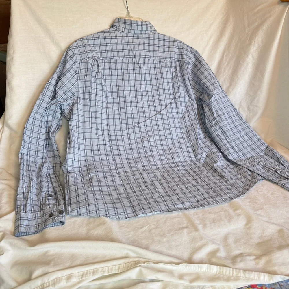 Express Men's Light Blue Checkered Shirt - Picture 4 of 5